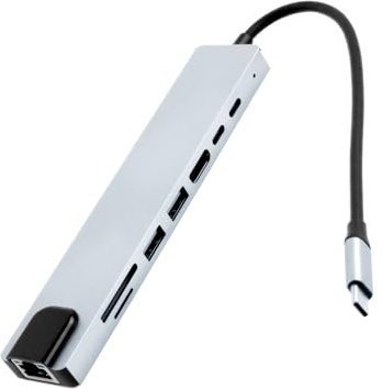 Docking Station USB C Hub HDMI 4K, Hub 8 in 1, 100M Ethernet RJ45, 100W PD, Lettore Schede SD/TF, USB 3.0/2.0, Docking Station para MacBook Air/Pro, iPhone 15 Plus Pro MAX