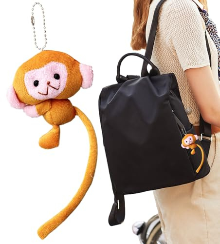 Keychain Singe Doux – Peluche Miniature, Porte-Clés | Accessoire Sac À Dos, Ornement Voiture Charmant, Porte-Bijoux Sympathique Élément Décoratif Rigolo Collection Cadeau