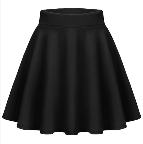 Zeagoo Carnival Mini Skirt Women's Basic Versatile Stretchy Flared Casual Mini Skater Skirt A Line Hight Waist Skirts Black