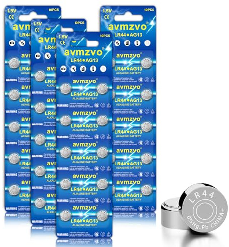 avmzvo Lot de 40 piles bouton LR44 1,5 V AG13/357/357A/A76/L1154 pour jouets, calculatrices, instruments de mesure