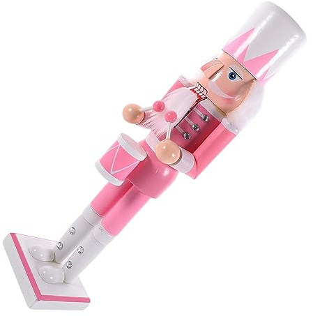 Hemobllo Figura de Soldado Cascanueces de Madera Adorno para Mesa de Navidad para Decoración de Hogar y Regalos Festivos Color Rosa