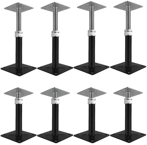 8-Pack Adjustable House Floor Jacks, 5 - 8 Height Range, 11000 lbs Capacity Each, Telescoping Screw Jacks for Leveling & Temporary Support - Galvanized Steel Construction