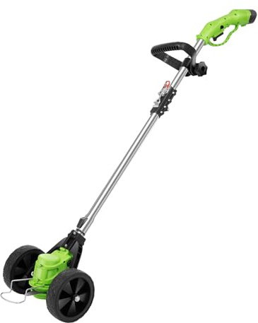 Testina regolabile senza fili con 3 lame e 2 ruote, batteria integrata da 3 x 1300 mAh, tagliabordi pieghevole da giardino per cortile e parco