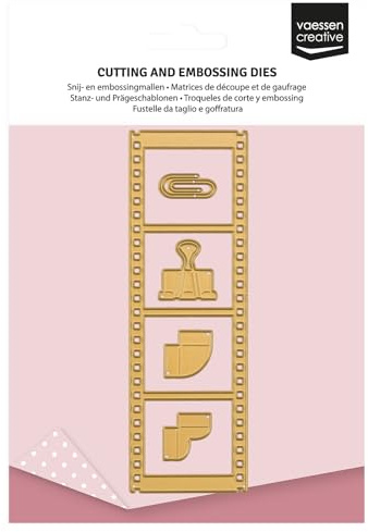 Vaessen Creative Stanz- und Prägechablonen Set Vintage-Filmstreifen- 5 Cutting Dies 2 x 2 cm bis 4,5 x 14 cm - Bastelzubehör für DIY, Basteln mit Papier & Deko - für Mini Stanz- und Prägemaschinen