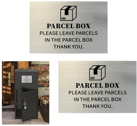 2 Pack Parcel Box Sign 15 x 10 cm Self Adhesive for House Office Outside | Parcel Sign for Outside Box Parcel Box Sign for Outside Please Leave Parcels Here Signs Aluminum Plaqu Parcels Sticker