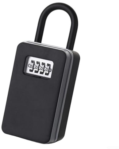 Schlüsselbox mit 4-stelligem Code, Wetterfester Schlüsseltresor mit Zahlenschloss für den Außenbereich, Stanz- Installation Schlüsselschrank für Zuhause, Büro und Familie, Schwarz