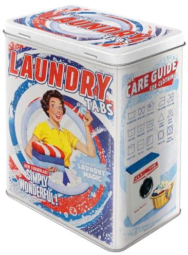 Nostalgic-Art Retro Vorratsdose L, 3 l, Laundry Tabs | Große Blech-Dose für Waschmittel, Vintage Design, Geschenk-Idee für die Küche