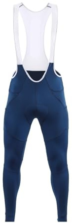 GOXQIT Salopette Ciclismo Pantaloni con Bretelle da Ciclismo Uomo Invernali Bici Termici in Pile Imbottitura ad Asciugatura Rapida Calzamaglia Lunga di Fascia Alta(Blue,L)