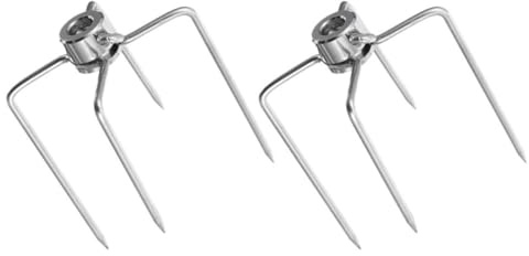 DEARMAMY Forchette per Spiedo da Girarrosto in Ferro Antiruggine, Set 2 Pezzi, Accessori per Barbecue Esterno e Bastoncini per Carne alla Griglia, Utensili Leggeri e Resistenti