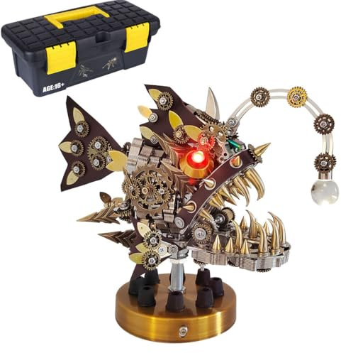 3D Metall Puzzle Modellbausatz Erwachsene, DIY Laternenfisch Metall 3D Modell 3D Puzzle Metallbausatz, 700 Teile 3D Laserschnitt Modell Steampunk Sammelbares Spielzeug Geschenk
