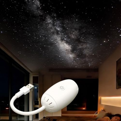2-in-1 Galaxy Star Projector Night Light, USB Car Interior Atmosphere Projection Lamp with Adjustable Brightness & Focus, Button Control 360° Bendable Portable Light for Car Bedroom Kids Room Home Dec