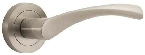 Designer Levers - Marvel Lever on Rose Door Handle - Contemporary Design- Brushed Nickel - 1 Pair - Fixings Included - Interior Use
