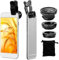 OcioDual 3in1 Lentille Objectif Grand Angle Macro pour Smartphone Telephone Tablet Noir