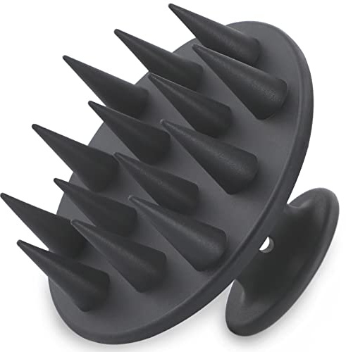 FReatech Mise à jour Brosse Massage Cuir Chevelu, Brosse Shampoing en Silicone Intégrée avec Poils Longs et Rigides, Convient aux Cheveux Longs, Épais et Bouclés, Humide et Sec, Noir