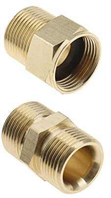 EMSea 2 uds M22 14mm Macho a M22 14mm Adaptador Macho/Hembra de lat¨®n para Manguera de Lavado a Presi¨®n Manguera de Rosca Interna Accesorios de Tuber¨ªa Herramientas de Jard¨ªn