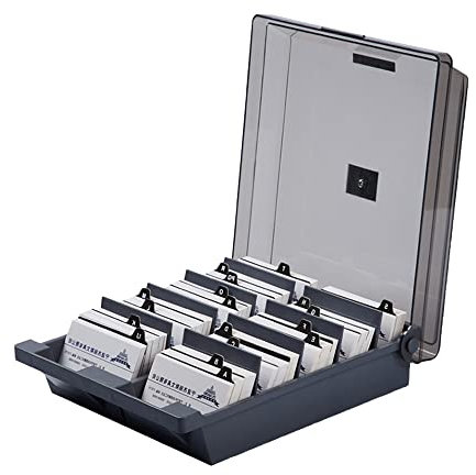 XEERUN Visitenkartenbox, 1000 Karten Visitenkarten Aufbewahrungs Box mit 8 Trennblättern und A-Z-Index-Registerkarten, Business Card Box, für Büros Schulen Krankenhäuser Anwaltskanzleien (Grau)