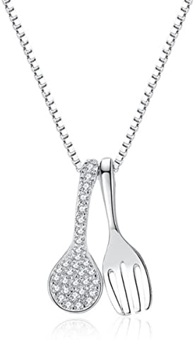YAHOYA Moda Diseño Creativo Exquisita Cuchara Tenedor Collar Damas Snack Tenedor Cuchara Colgante Aniversario Clavícula Cadena Regalo