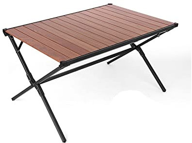 ALSAM Campingtisch, zusammenklappbarer, Leichter Campingtisch, tragbarer, aufrollbarer Aluminiumtisch for 4–6 Personen mit Tragetasche for den Außenbereich (Grey : A)