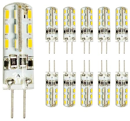 Chao Zan G4 led 12V Lampen Stiftsockellampe 2W Ersetzt 20W Halogenlampen Leuchtmittel mit 270lm LED-Stiftlampe G4 LED Birnen 90-120LM, DC, Warmweiß 2700K-3000K LED Glühbirne Nicht Dimmbar(10 Stück)