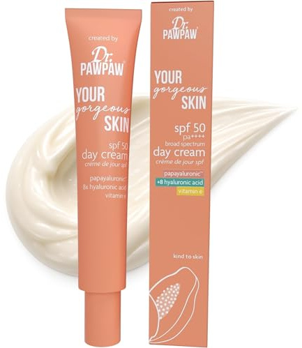 Dr.PAWPAW YOUR Gorgeous SKIN SPF 50 Day Cream 45ml | Lightweight Face Moisturiser with Papayaluronic and Vitamin E, Daily Hydration and High UVA/UVB Protection, Vegan