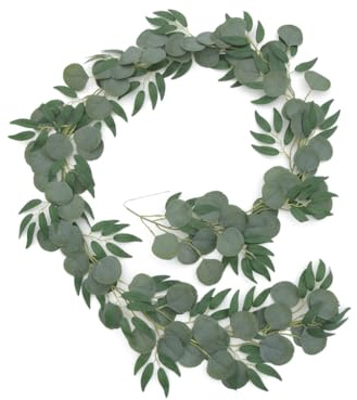 Abiyou Eukalyptus Girlande Künstlich Pflanze, Eukalyptus Blätter Deko Girlände, Hochzeit Eukalyptus Kranz, Künstliche Eukalyptus Girlände, Eukälyptus Blätter Deko, für für Garten, Hochzeit (2M)