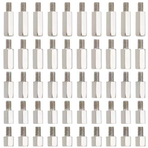 YINETTECH 50 Pcs de Goujons Filetés M4 Mâle à Femelle 6+6Mm 8+6Mm 10+6Mm 12+6Mm 15+6Mm PCB Pilier Long Hexagonal en Acier Au Carbone Nickelé Goujons D'espacement