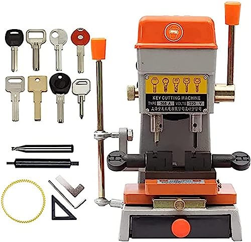Professional Vertical Key Cutting Machine, Locksmith Equipment Universal Key Copy Tool Duplicating Cutting Machine for Door and Car Lock Key, 120W, Built-in Light Bulb