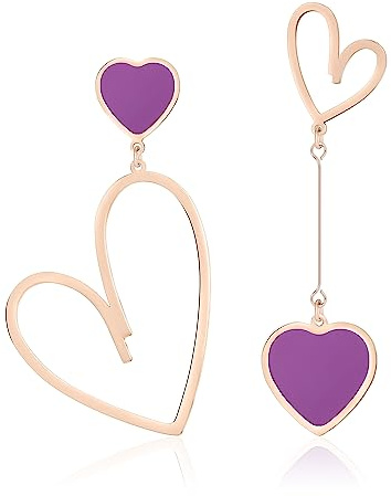 Linawe Pendientes colgantes en forma de corazón, pendientes de acero inoxidable para mujer, pendientes colgantes para pareja, pendientes para mujer