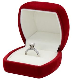 FuninCrea Porte Alliance Mariage en Velours à Fente Simple, Boite Bague Élégant pour Boucles d'Oreilles Bagues, Petit Boite Alliance pour Proposition Fiançailles Mariage Cérémonie (Rouge)