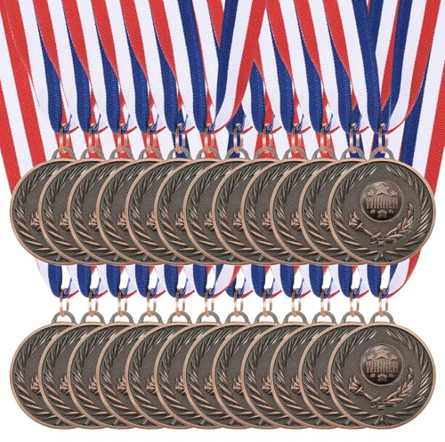 sourcing map Bronze-Auszeichnungsmedaillen 5,1 cm, Metall-Gewinner-Medaillen mit Nackenband, für Sportwettbewerbe, Spiele, Partygeschenke, 24 Stück