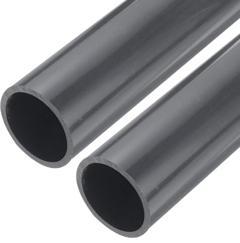 QUARKZMAN 2 Pouce Tube PVC Rigide Tuyau Rond Tubage Matériel Tubage 42.6mm ID 50mm OD 9 Longueur Gris Foncé Haute Résistance pour Tuyau D'Eau, Artisanat, Gaine Câble 2Pièces