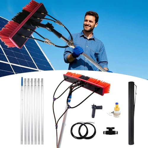 Ddasam Pulizia Pannelli fotovoltaici, Spazzola per Pannelli fotovoltaici, Spazzola con Tubo per l'erogazione dell'Acqua,può Essere giuntato a Qualsiasi Lunghezza, Adatto per la Pulizia di luoghi Alti