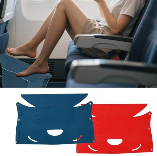 Gosknor 2stk Reise-Fußstütze für Flugzeugflüge, Blau-Rot Tragbare Flugzeug-Fußstütze Faltbare Beinstütze Flugzeugfüße zum Entspannen Ihrer Füße Reisezubehör für Lange Flüge