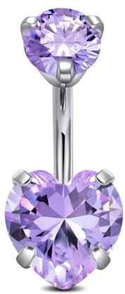 CIZME Barras para Ombligo de Titanio G23 Anillos 6/8/10/12mm Rosca Interna 14G Anillo de Botón de Ombligo Bananabell con Cristal CZ, 1.6*8mm, Titanio