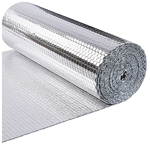 WDSOPK Rollo De Aislamiento De Aluminio Reflectante para Radiador, Utilizado para Lofts, Áticos, Pisos, Cobertizos, Túneles, Barcos, Invernaderos. Barrera De Vapor Autoadhesiva (1X30M(3.2X98.4Ft))