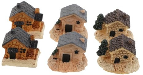 Milisten 6pièces Lot de Mini Maisons Résine pour Décoration Jardin Miniature Micro-Paysage Intérieur Figurines De Maison De Fée Mousse