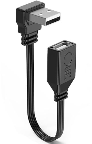 MISYNLON Cavo di prolunga USB corto a 90 gradi, USB 2.0 maschio a femmina, cavo piatto flessibile per ricarica e trasferimento date, per auto, laptop, stampanti, scanner, tastiera, mouse (angolo di up