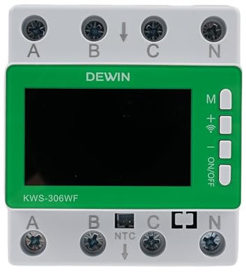 DEWIN Medidor de Consumo Electrico WIFI Trifásico, KWS-306WF Digital Medidor de Electricidad Tuya Smart Meter AC85-290V 80A Contador Electrico Riel DIN Voltímetro y Amperímetro Trifásico de 4 Cables