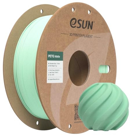eSUN PETG Mattes Filament 1,75 mm, Glanzfreie Farbe, Mattierte Textur, 1kg Spule (2,2 lbs) 3D Druckfilament für 3D Drucker, Mintgrün