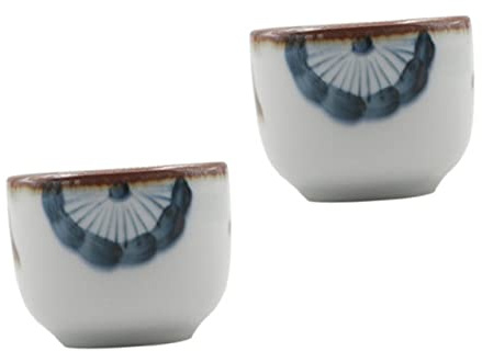 Ipetboom Taza De Sake Japonesa De Cerámica Esmaltada 35 Ml Dibujo Floral, Resistente a Agua Caliente y Microondas, para Amantes del Sake y Té, Juego De 2 Unidades
