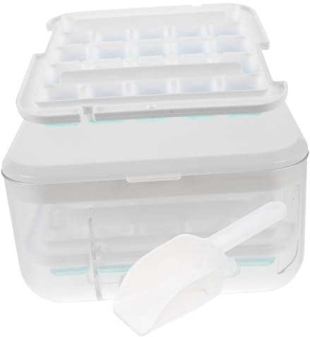 VICASKY Moule à Glaçons Silicone Alimentaire Double avec Couvercle Étanche et Boîte de Rangement Bac à Glaçons Facile à Démouler pour Congélateur Outil Pratique pour Fabrication et