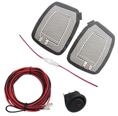 Chauffage Miroir Lot 2 Tapis Chauffants Électriques 12 V Pour Rétroviseurs Voiture Désembueurs Protection Latérale Amovible(1 set with cables)