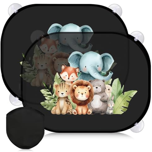 2 PCS Pare Soleil Voiture Bébé Enfant,Pare Brise Vitres Latérales Protection Solaire UV avec Ventouse Adhésifs Cache Soleil pour Fenêtre Voiture -17.7 * 14.3in