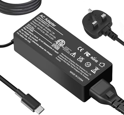 Universal 65W USB C Laptop Charger for Lenovo Thinkpad/Yoga/Chromebook UK Type C Computer, Fit for HP Dell Asus Acer Samsung, Fast Type C AC Adapter Power Cord Supply