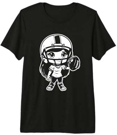 Ragazza del Football Americano Stile Cartone Animato Maglietta Premium