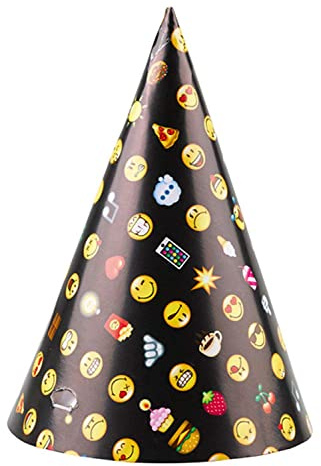 Amscan 9901296 - Partyhüte Smileys, 8 Stück, Größe 16,1 cm, mit Gummiband, Papierhut, Hut, Kappe, Accessoire, Emoticons, Zeichen, Gesicht, Kopfbedeckung, Kinderparty, Geburtstag, Karneval
