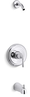 Kohler TLS395-4S-CP Devonshire(R) Rite-Temp(R) bath and shower valve trim with lever handle and slip-fit spout, less showerhead, Polished Chrome