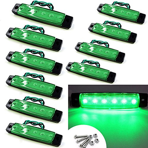 VIGORFLYRUN PARTS LTD 10x 3.8 6 LED Luce Laterale da Camion Indicatore LED Lampada di Posizione, per 12V Rimorchio Camion Furgone Rimorchi Auto Trattore Camper SUV - Verde