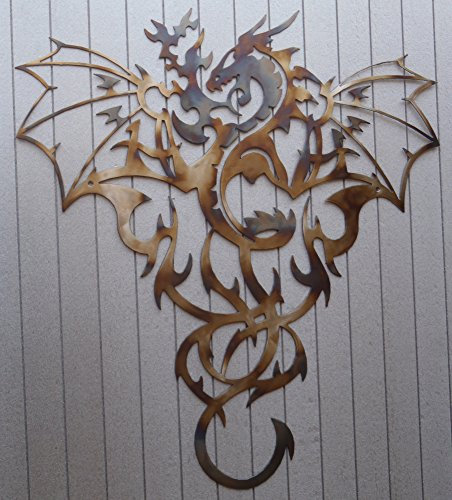 MetalArtWallDecor Große Wanddekoration, Motiv: Drache, Wärme, Farbe, 91,4 cm hoch, aus Metall, Wanddekoration