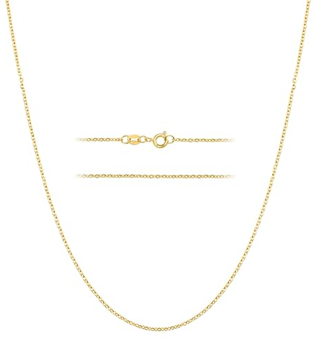 KISPER 24k Gold Cable Link Chain Necklace – Thin, Dainty, Gold Plated Stainless Steel Jewelry for Women & Men with Spring Ring Clasp, 24”